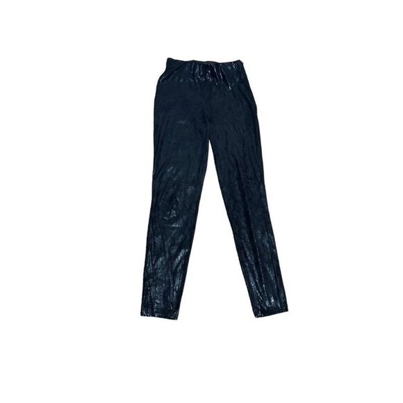 Zara Basic Shimmery Black Faux Snakeskin Leggings Size XS - Picture 1 of 3